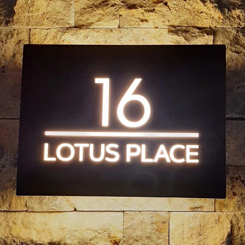 Hotel Signage Companies Acrylic Hotel Room Number Apartment Door Signs LED House number Sign light