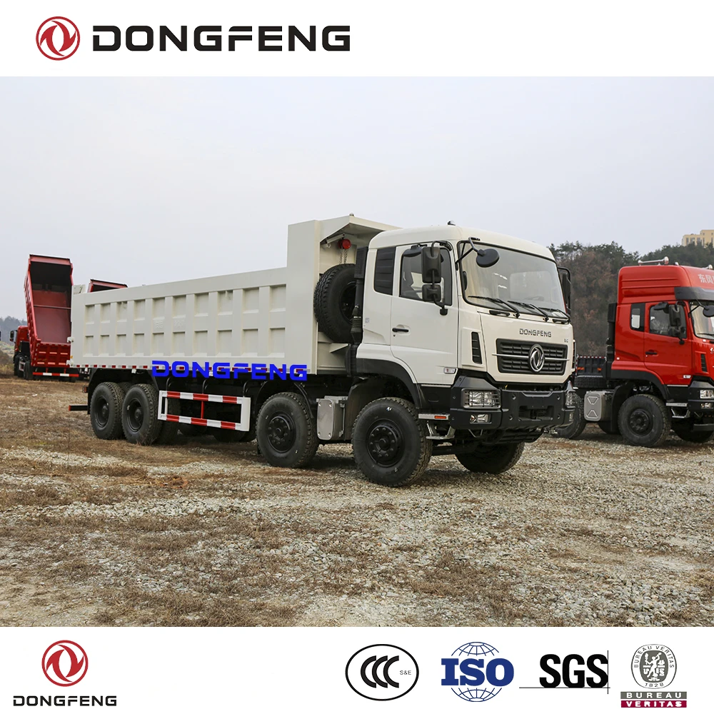 Dongfeng dump truck GVW 65 ton design installed Cummins 375 HP E2 engine 8x4 type dump tipper truck