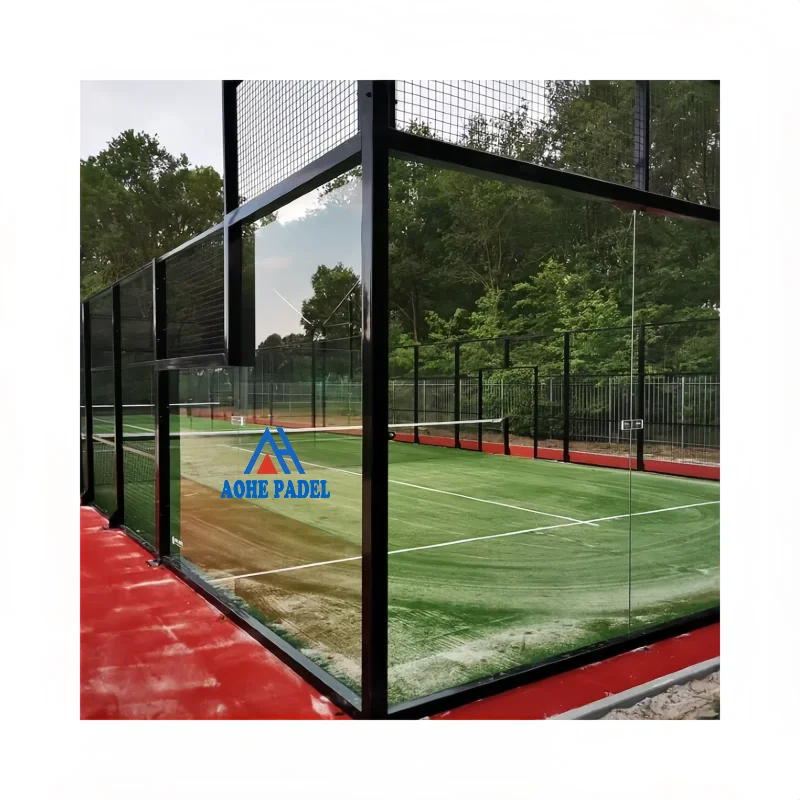 2024  indoor and outdoor gated public all weather portable movable panoramic classic  single padel tennis court equipment