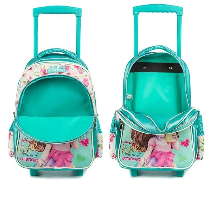 Waterproof 16 Inch Children Three-piece Bag Trolley Backpack Cartoon Casual PU Leather Primary School Students Unisex 1-3-6 4pcs