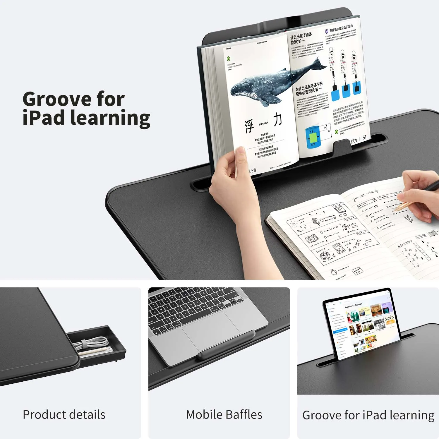 Laptop Desk Foldable Bed Table With LED light Folding Breakfast Tray Portable Lap Standing Desk Notebook Stand