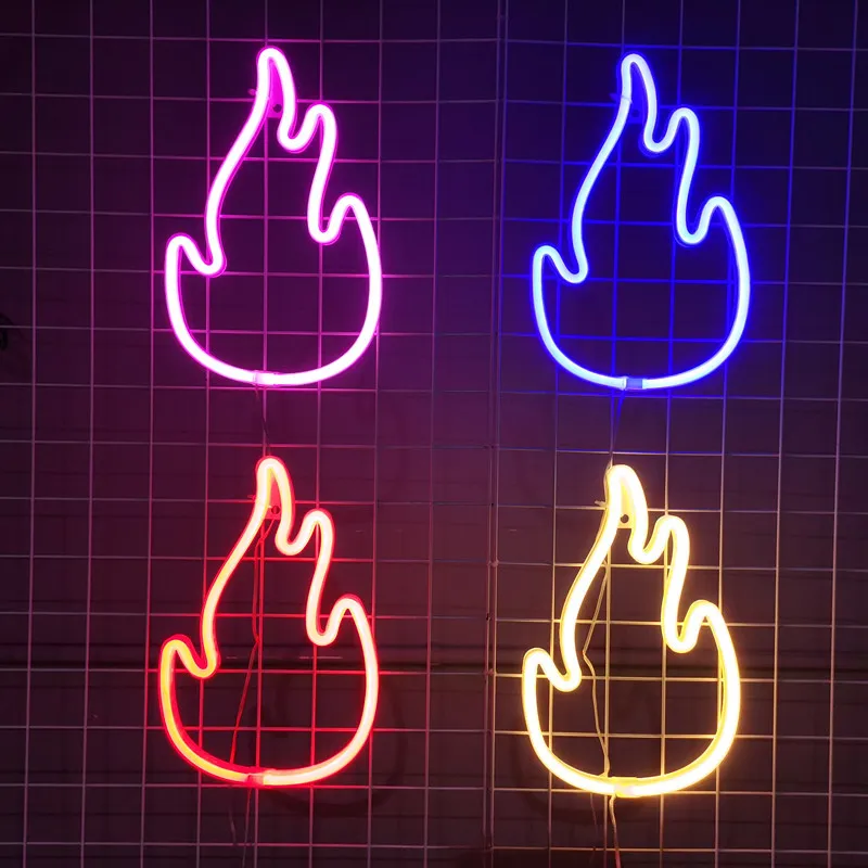 LED Flame neon net red hanging wall decoration ambiance Christmas holiday room decoration