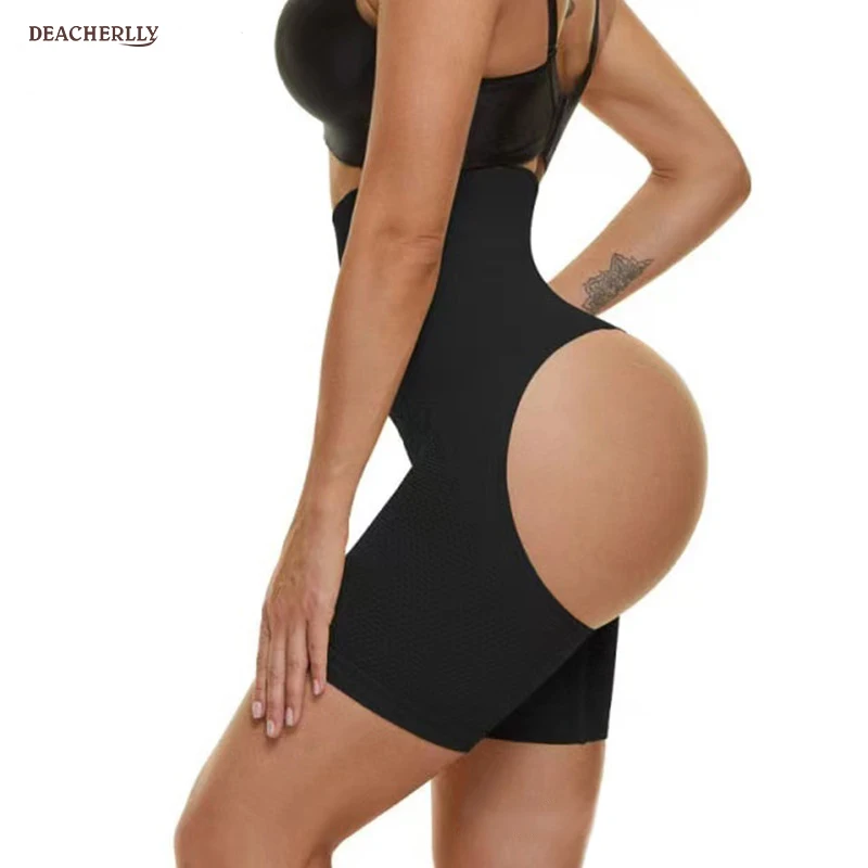 High Waist Butt Lifter Boyshorts With Steel Bones Waist Cincher Flatten Tummy Control Panties For Women