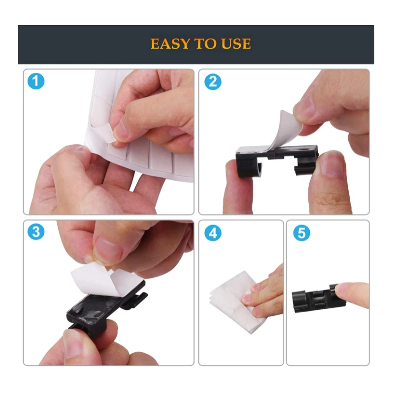 Desktop Wall Wire Holder Cord Management Wire Tie Cable Organizers Tidy Fixed Clamp Clips for Computer TV USB Cable Winder