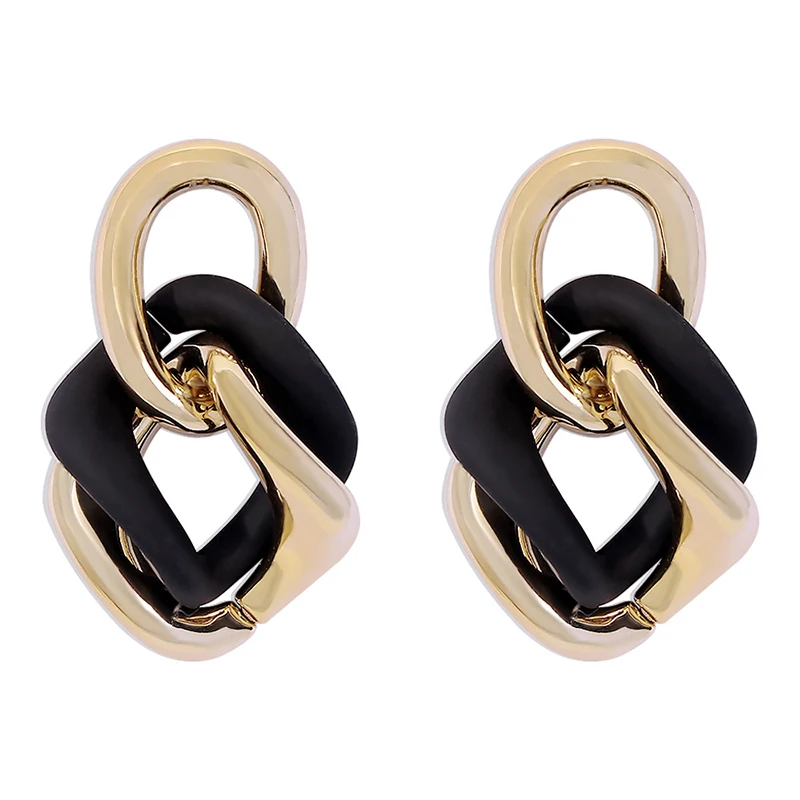 High quality fashion gold plated acrylic hoop earrings jewelry custom chunky chain link earrings for women