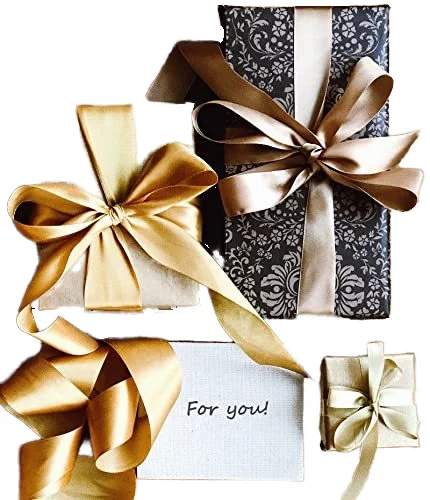 Wholesale cheap 2.5cm/1inch solid gold satin ribbon wedding birthday party decoration gift wrapping ribbon for small business