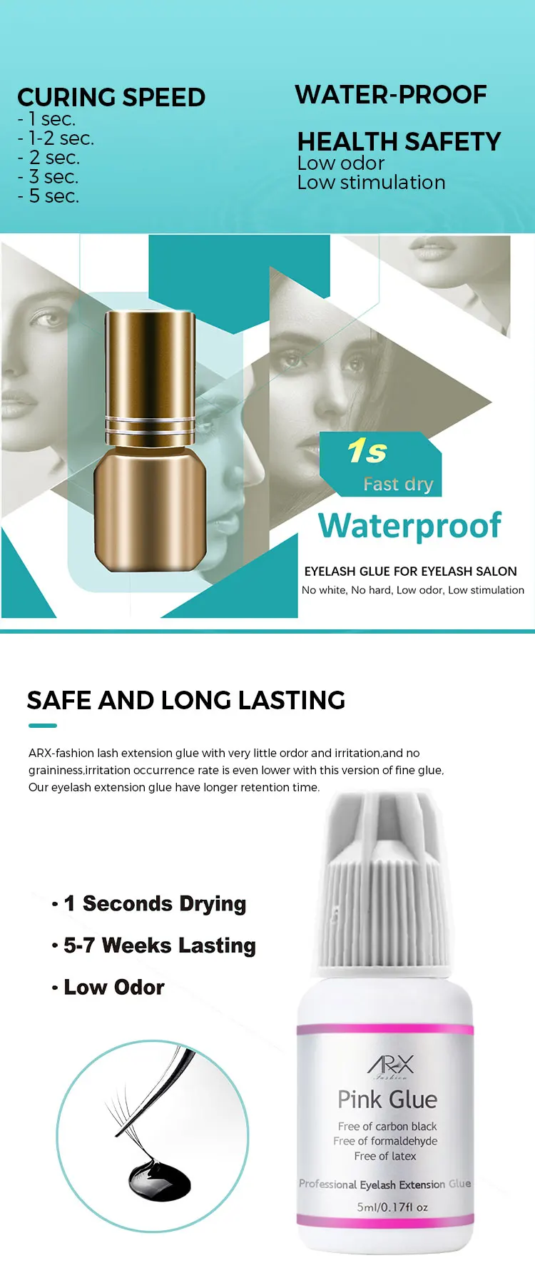 OEM Manufacturer 5 sec Starter Glue Lasting 40 Days More Safety Eyelash Glue Adhesive