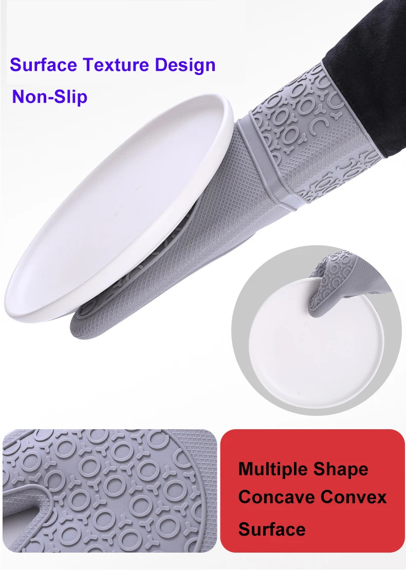 Christmas Double Cotton Rubber Flexible Heat Resistant Kitchen Baking Grill Cooking BBQ Oven Gloves Microwave Silicon Oven Mitts