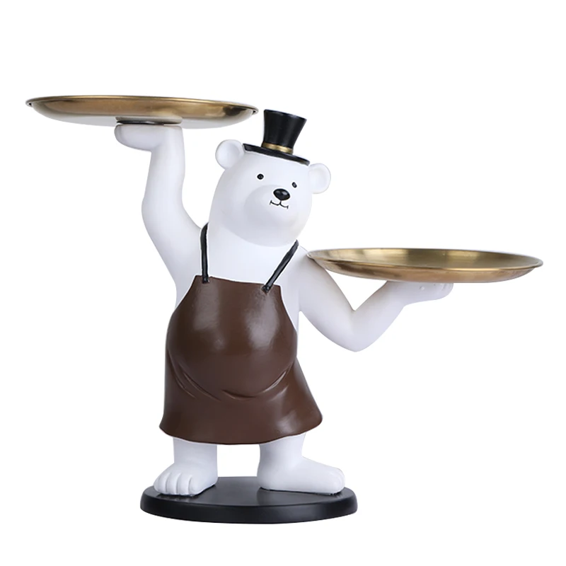 Wholesale Factory Price Resin Tray Bear Shape Tray Resin Crafts Hand Painted Figurine Storage Tray Resin Statue Home Decoration