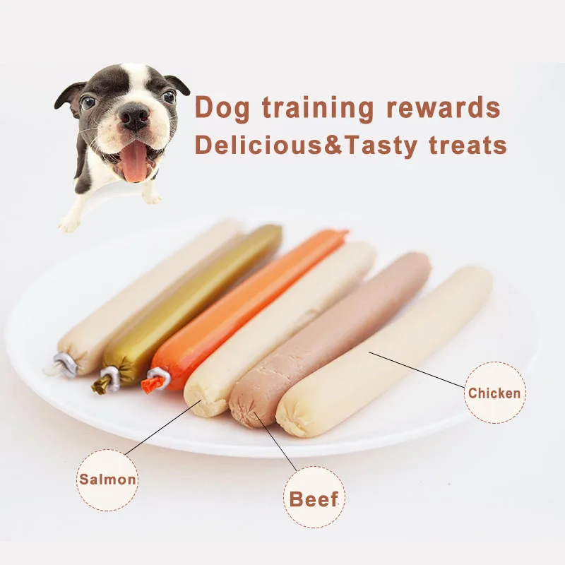 Factory direct pet snacks high quality natural chicken beef ham sausage cat dog sausage High Protein Pet Snacks Ham