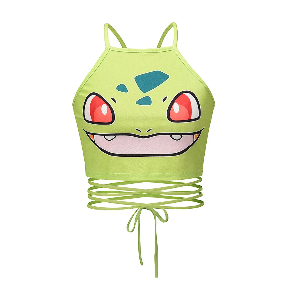 Bare Navel Lingerie Halter Sexy Bandage Camisole Girl Anime Cartoon Tank Top