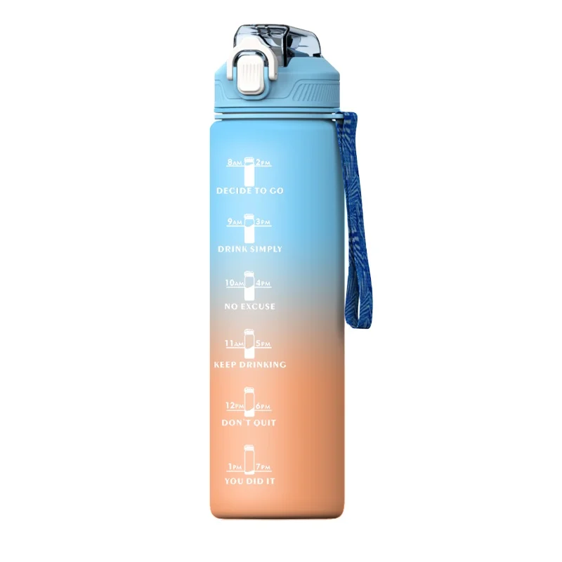 Amazon hot sell plastic drinking plastic sports bottle 1 liter Large capacity motivational water bottle