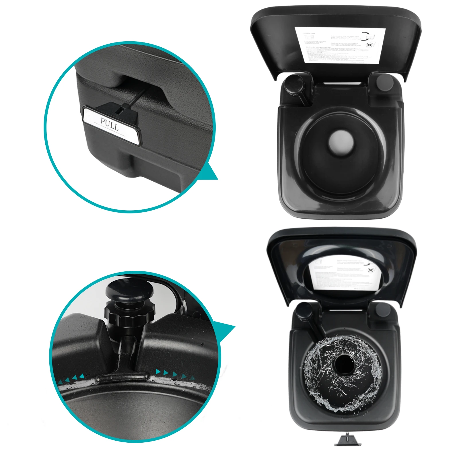 Luxury Outdoor Plastic Retractable Portable Mobile Black Toilet Movable Camping Folding Toilet Portable Car toilet accessories