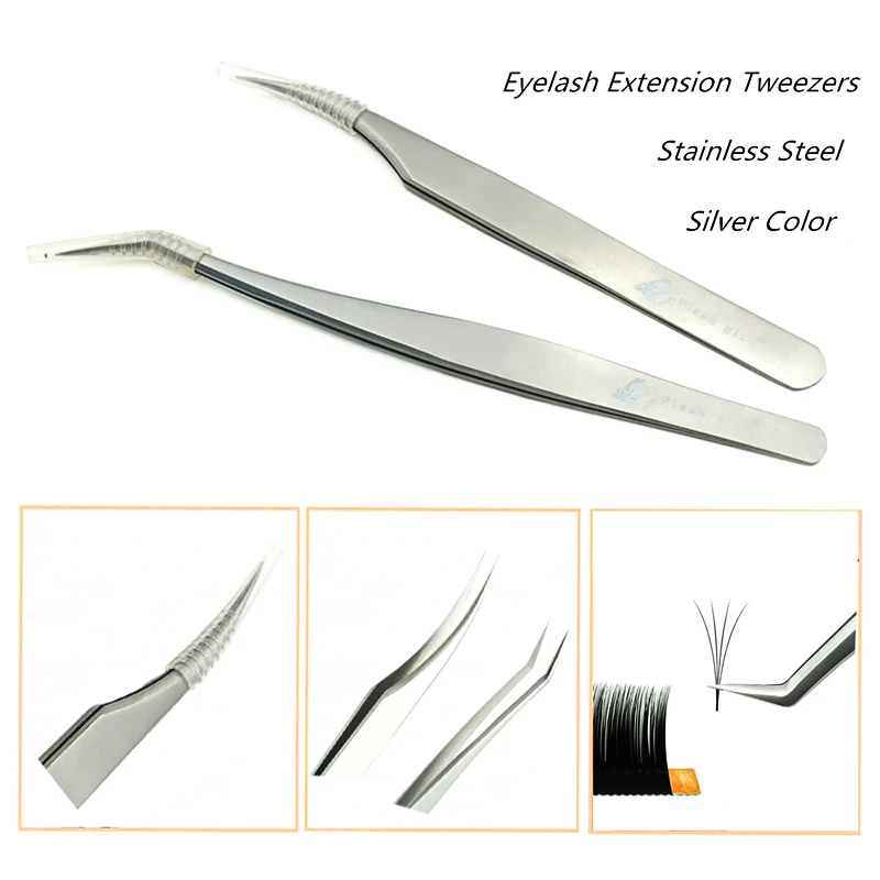 Free shipping Wholesale Glitter Girls Eyelash Tweezers Wholesale Price Custom LOGO Eyelash Extension Stainless Steel frosted