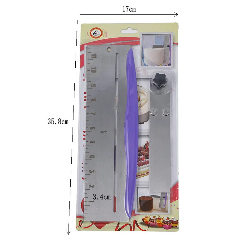Saffron Stainless steel Cake Smoother Adjustable Height cake leveler Baking Tool Fondant Cream Scraper