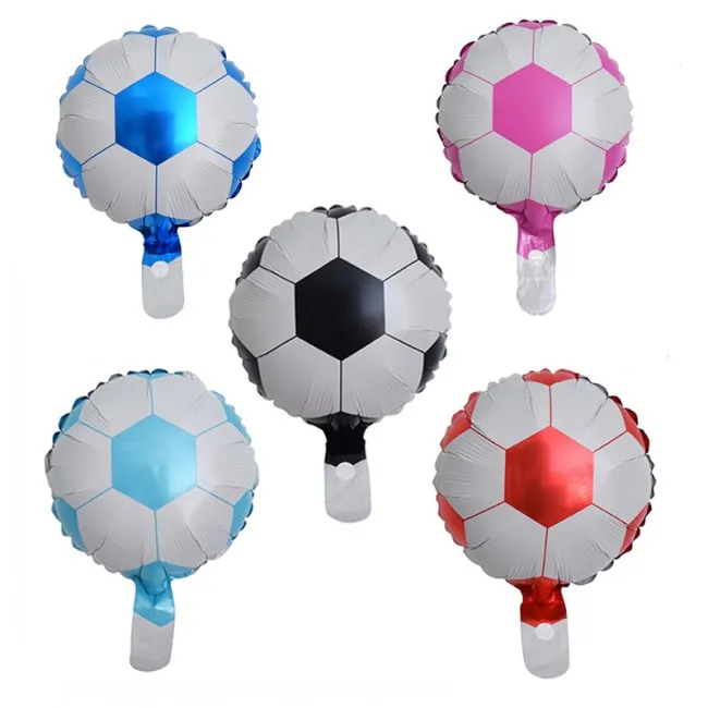 whole sale 10 inch black red blue football foil balloon mini soccer balloon for sport meeting party decoration