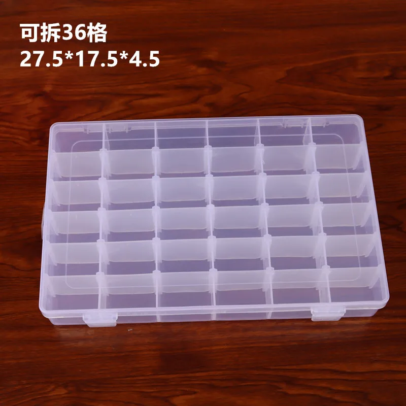 Bead Organizer 36 Grids Clear Plastic Parts Organizer Box Craft Storage Compartment Divided Container