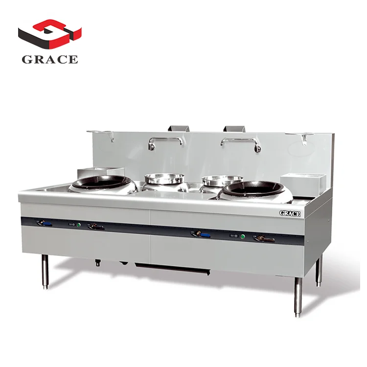 2 Burner Industrial Kitchens Chinese Wok Burner Machine Station Commercial Restaurant Round Frying Stove Induction Wok Range
