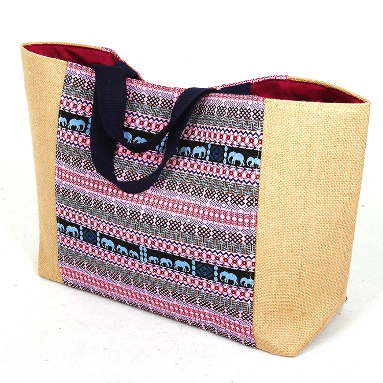 Summer  Large Capacity Beach Bags Custom Fashion Neoprene Custom Printing Ladies Large Jute Material Women Tote Beach Bag