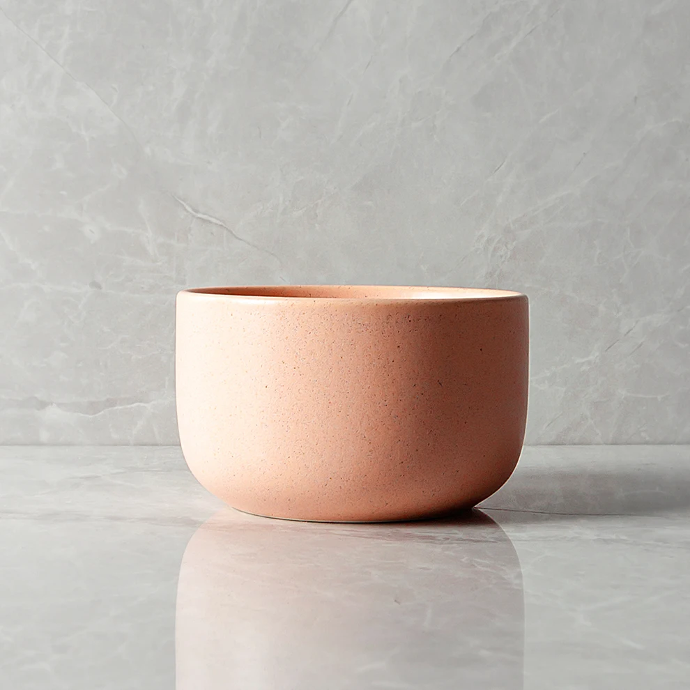 INS Style Custom Logo Porcelain Salad Bowls Home Decor Pink Color Dinnerware For Restaurant  Nordic Ceramic Round Bowl Gift Set