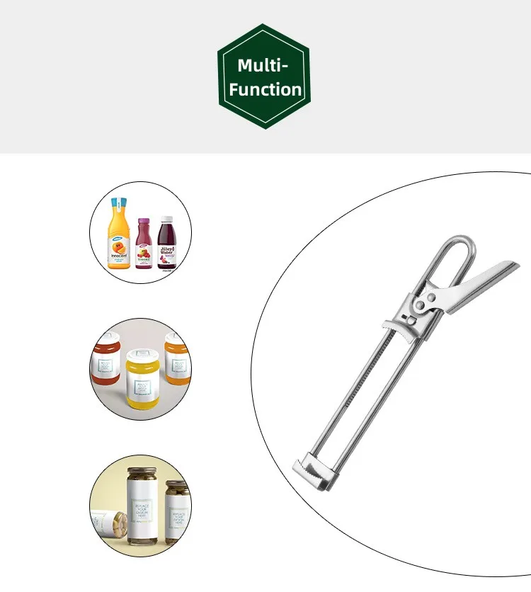 Adjustable Multi-functional Stainless Steel Can Opener Manual Jar Bottle Opener Long Handle Corkscrew