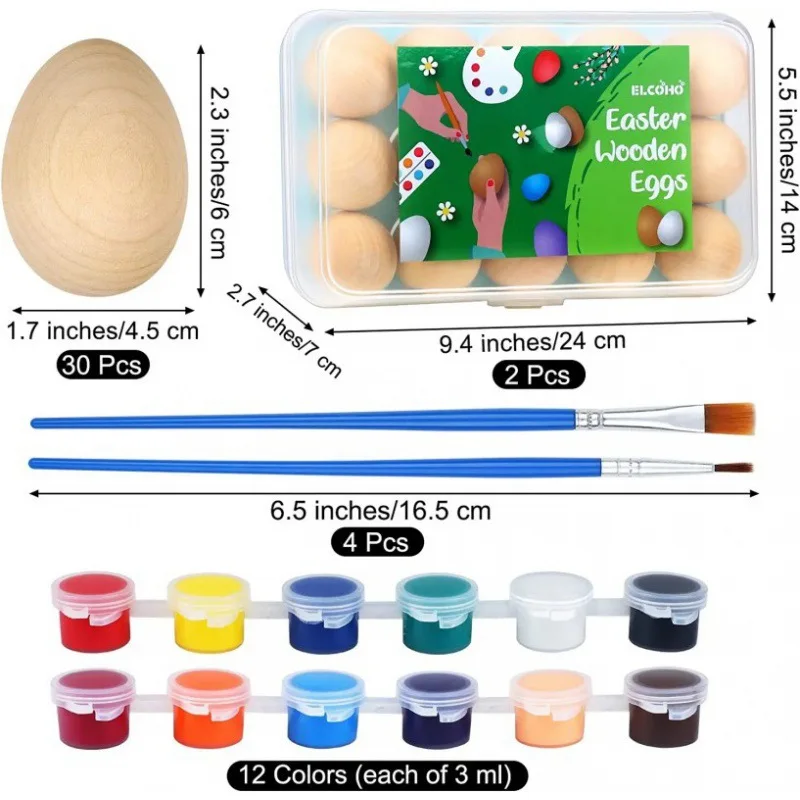 Colors DIY painting graffiti kids toy wooden hand painted Simulated egg toy