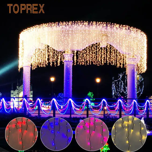 Toprex Decor Waterproof Tree Ornaments LED fairy String icicle outdoor red Christmas lights for Holiday decoration