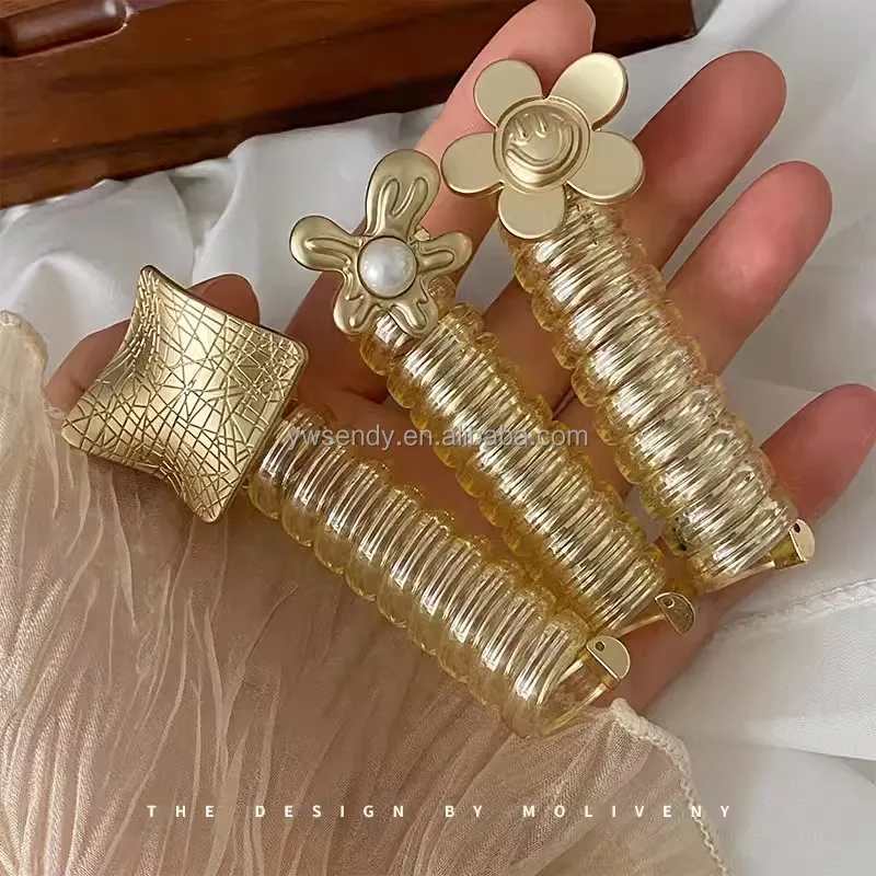 Wholesale Fashion high ponytail telephone line Hair rope Women Heart type Solid color High Elasticity Hair Ties