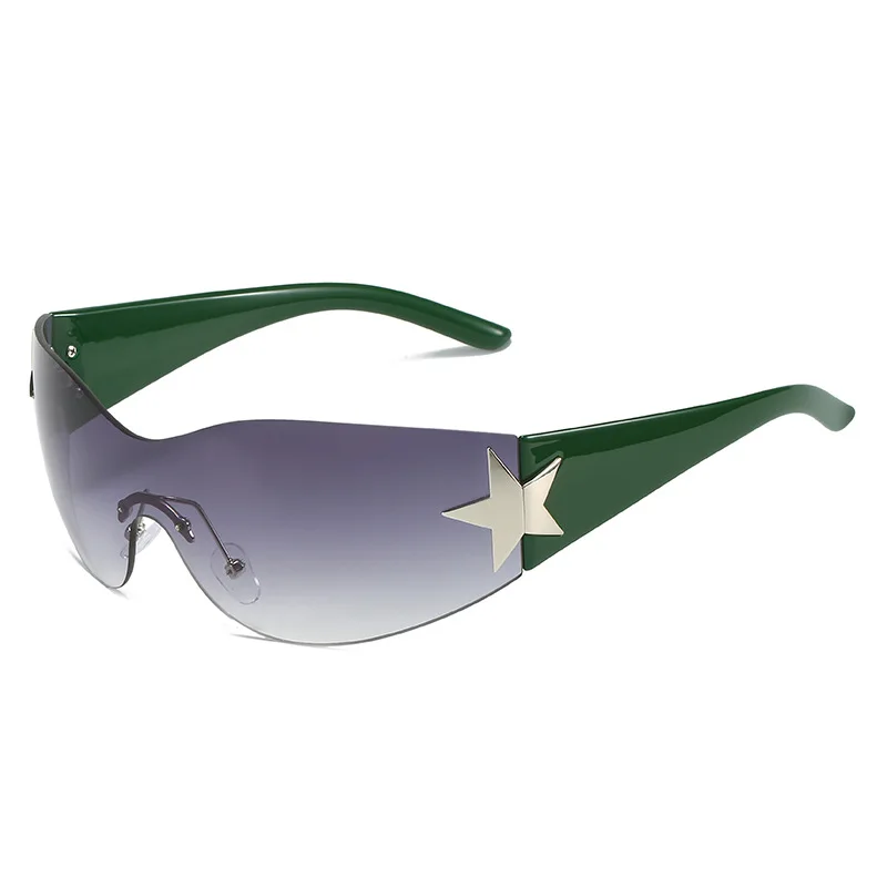 Glasses UV400 Ladies New Fashion Eyewear Shades Y2K Sunglass Unisex Rimless One Piece Cycling Sports Sunglasses 2023