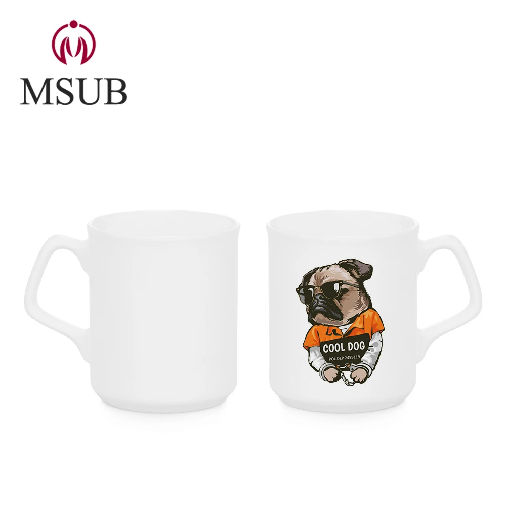 
9oz Popular Top Grade Square Handle Ceramics White Blank Mug For Sublimation 