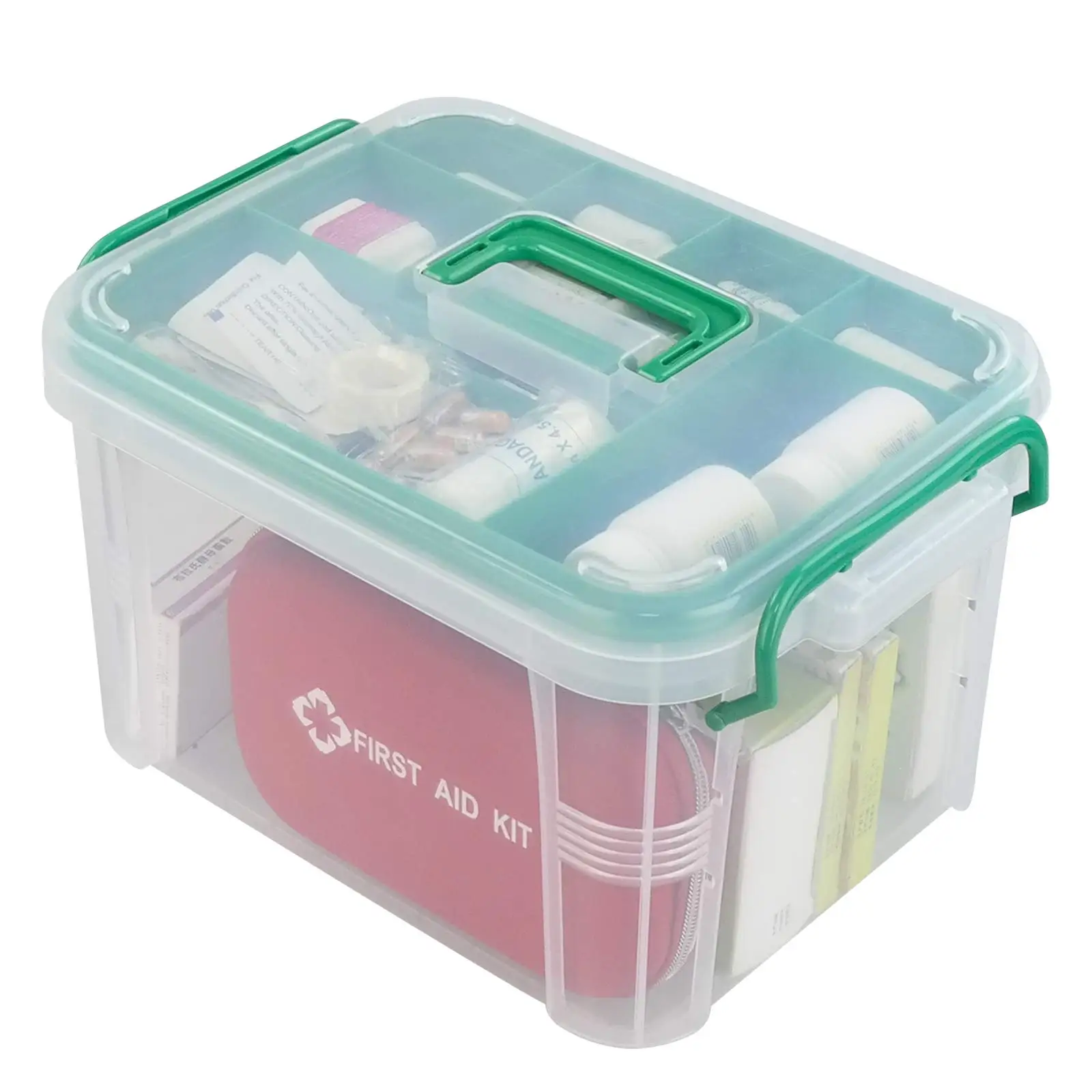 1 Pack Clear Plastic Family First Aid Box Emergency Medical Storage Box Kit
