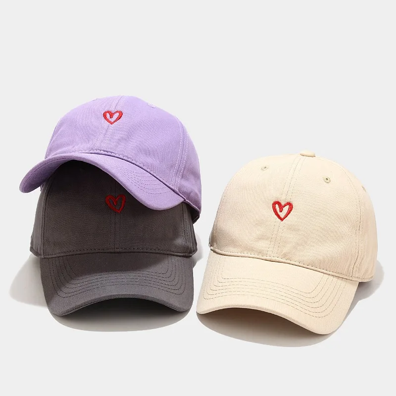Simple Little Love Embroidery Baseball Cap Show Face Small Korean Version of The Popular Brand Cap Students Lovers Sun Gorras