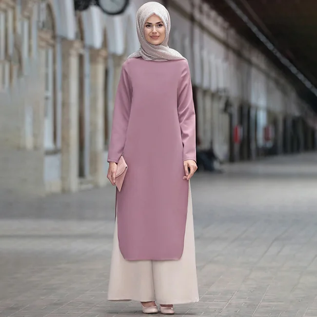 Fashion Malaysia Long Top For Girls Muslim Dress Ladies Abaya Online Turkish Islamic Clothing
