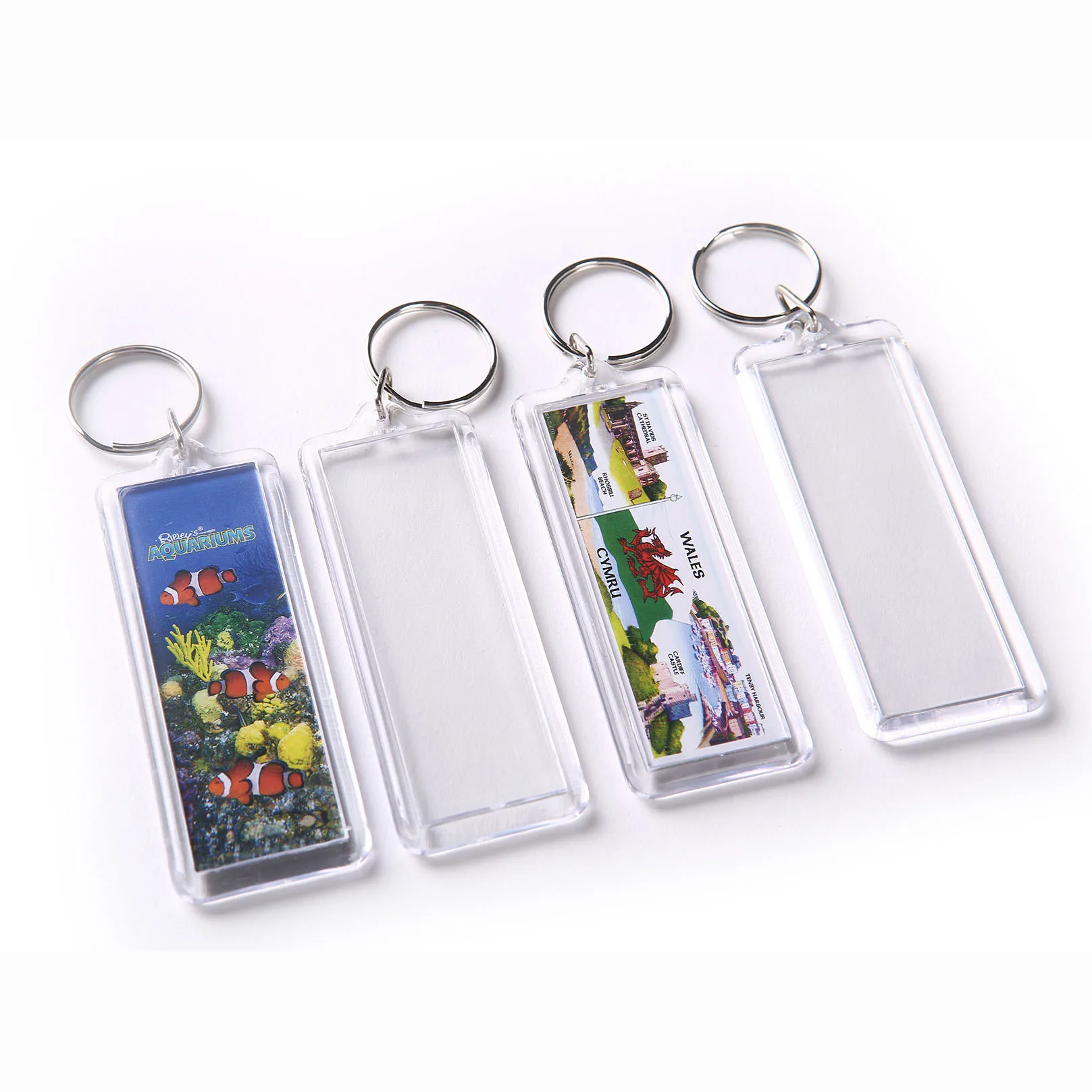 Custom square shape cheap transparent acrylic photo keychain key chain