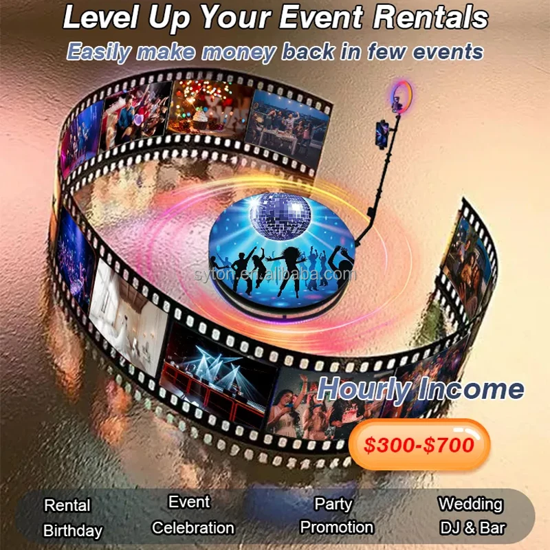 Cheap 360 degre portable photo booth Fill light machine camera ipad selfie video Free accessories automatic spin 360 photo booth