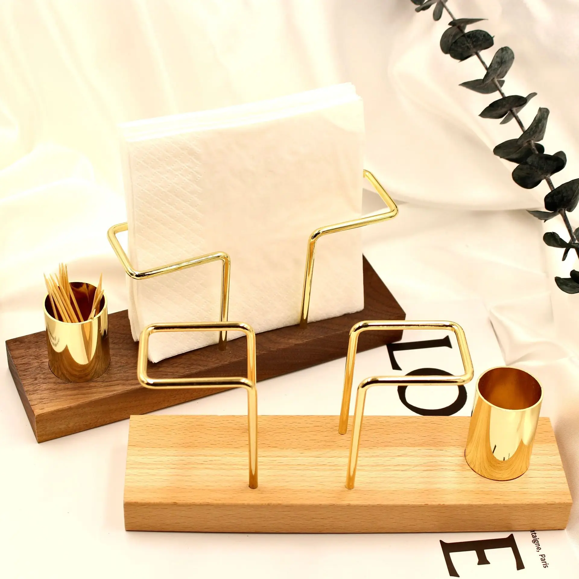 Wholesale Customization Solid Wood Napkin Holder,Desktop Vertical Multi-function Napkin Holder