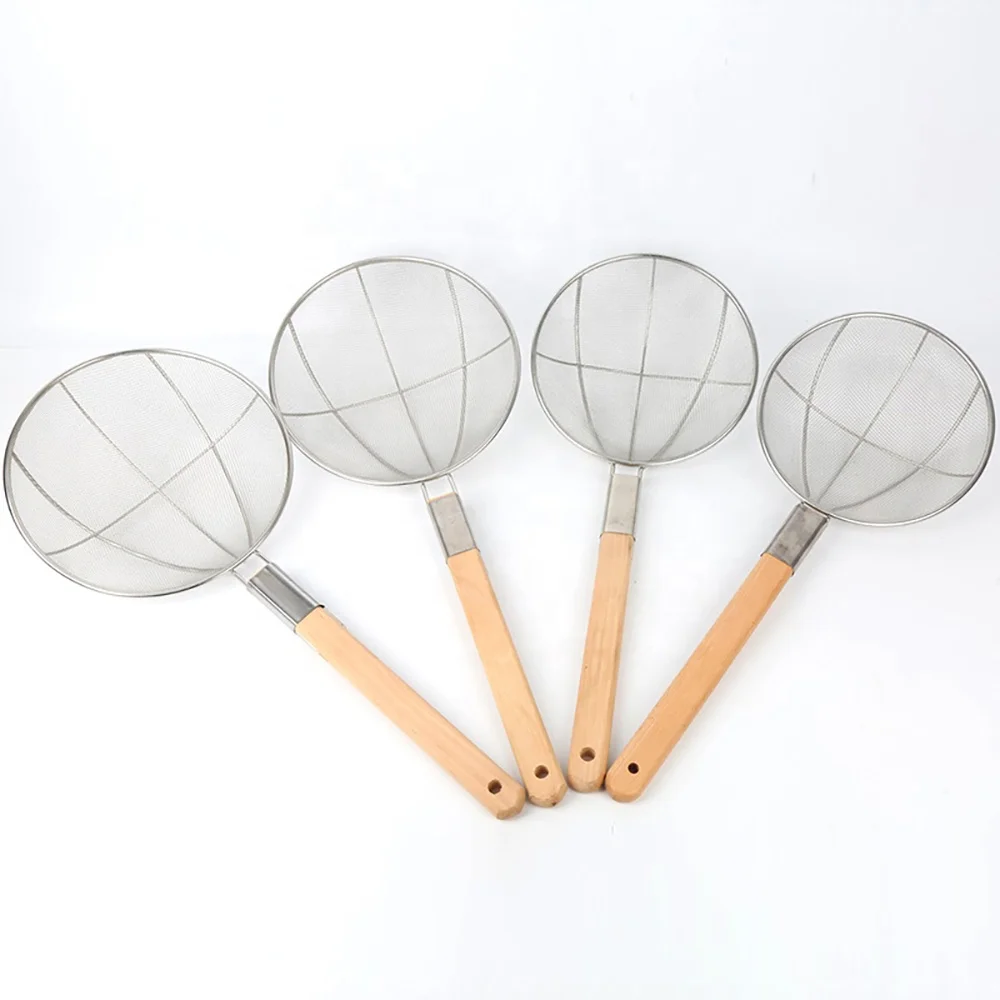 Best Seller Popular Products 2022 Factory Direct Supply Wooden Handle Stainless Steel Reinforced Oil Fishing Kitchen Gadgets