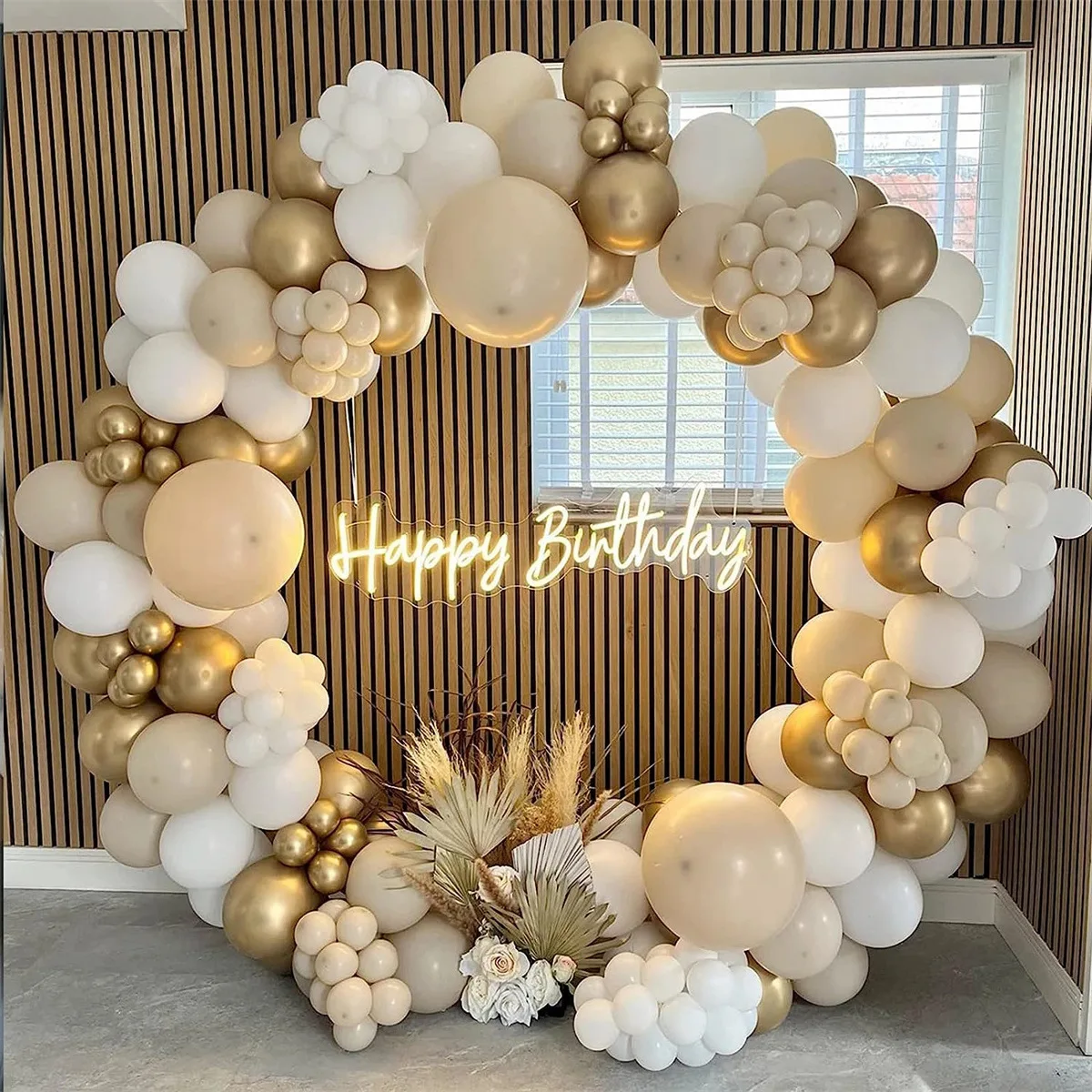 White Sand Gold Balloons 126PCS Nude Metallic Latex Balloons for Boho Wedding Birthday Backdrop Balloons Garland Arch Kit
