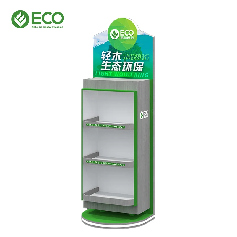 Cheap Price Floor Standing Plywood Wood Display Shelf Drink Wine Light Wooden Display Racks