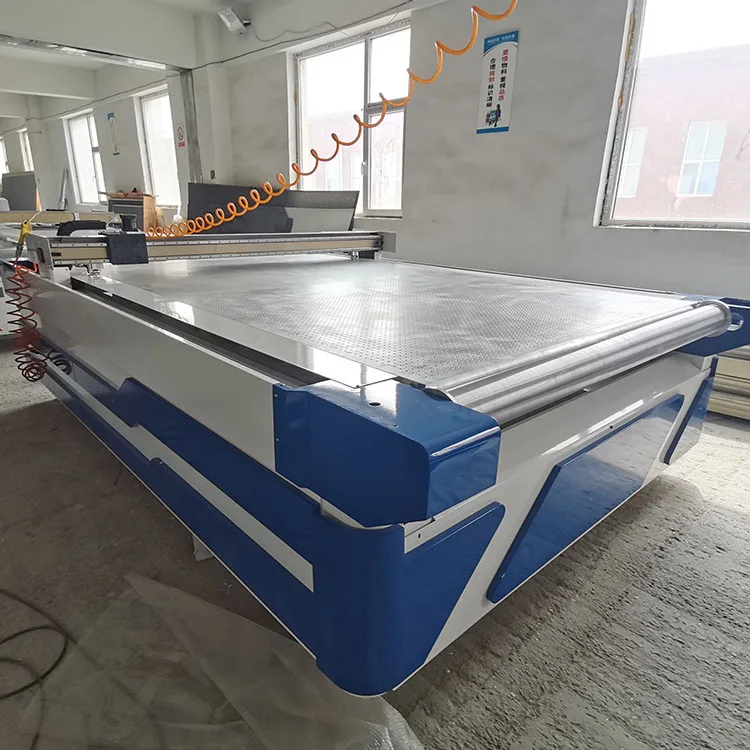 digital flatbed honeycomb vaccum table printed fabric cutting plotter machine with oscillating knife