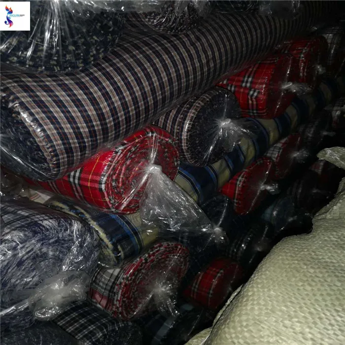 China supplier high quality  TC   yarn dyed shirting check designs  stock lot recycled fabric