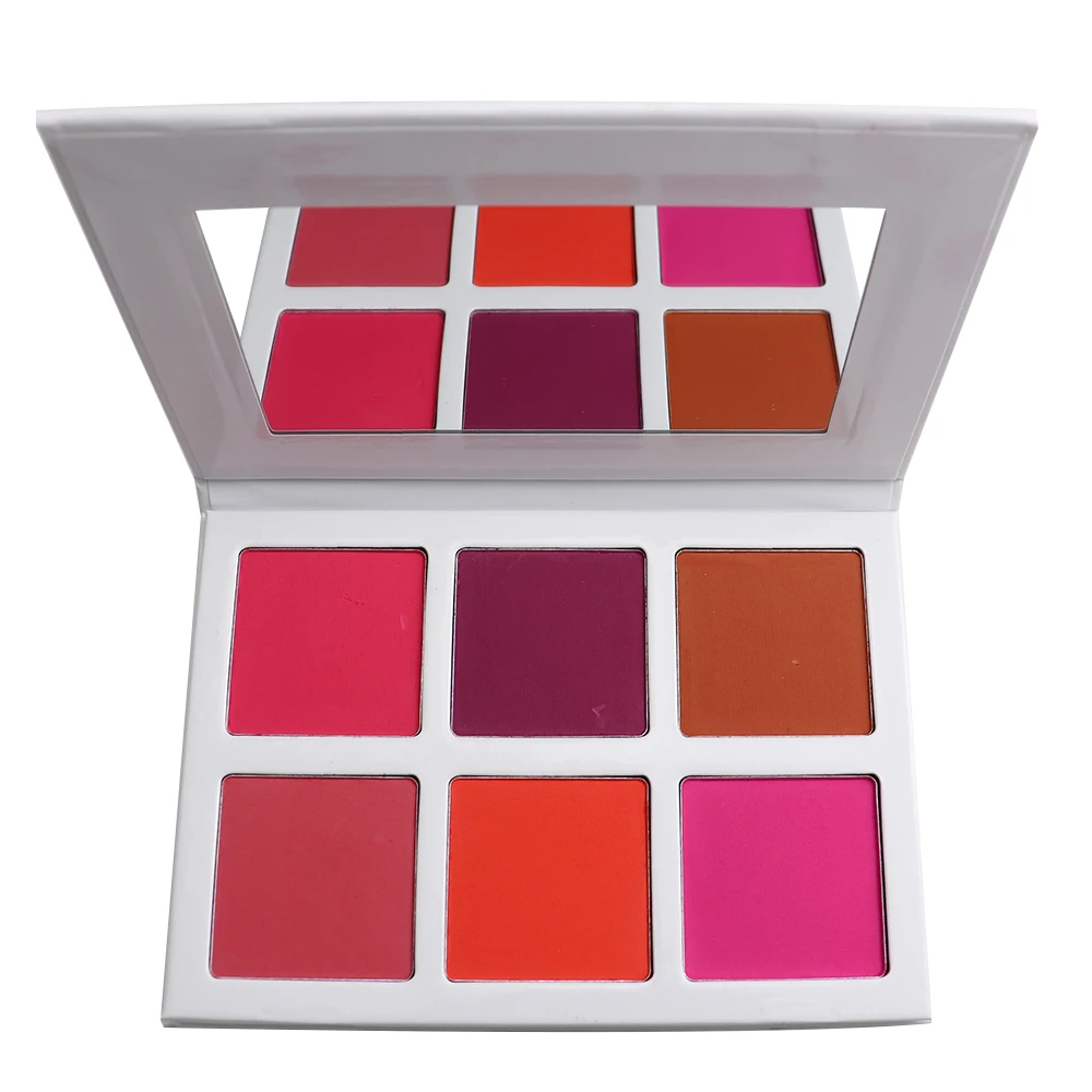 Private Label Long Lasting Cheap 6 Color Face Blush Palette with Brush for Women