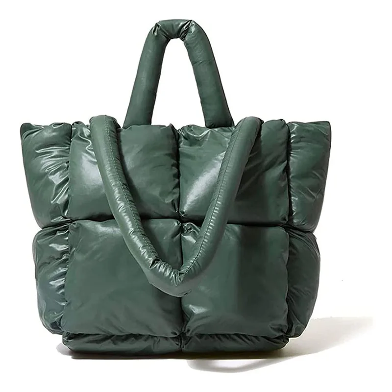 Quilted Puffer Bag Women Customised Tote Bag Large Soft Padded Down Winter Handbag Nylon Pillow Shopper Bag