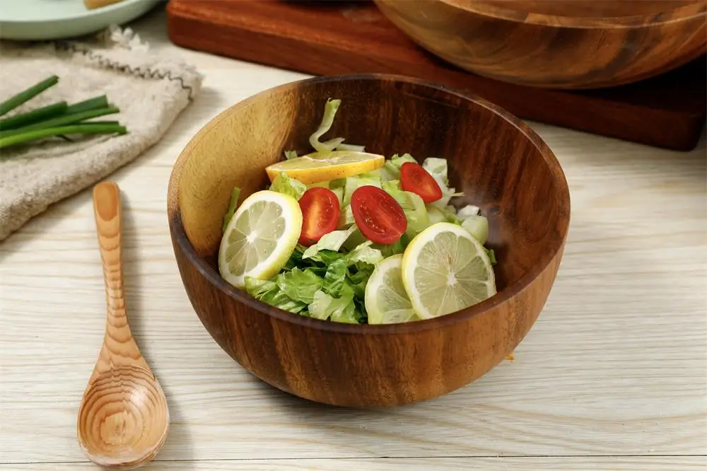 High quality Acacia wooden bowl salad bowl set of different size natural bowls