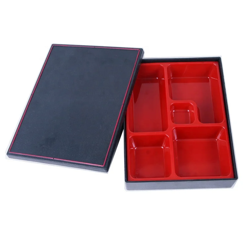 Melamine 5 Compartments Food Storage Containers Traditional Japanese Restaurant Sushi Bento Lunch Box