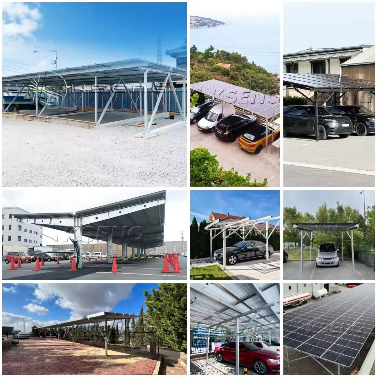 Kseng Carport Racking 10 Kw Solar Parking Structure Pv Solar Panel Kit Carport Solar Roof System Carports For Car Parking