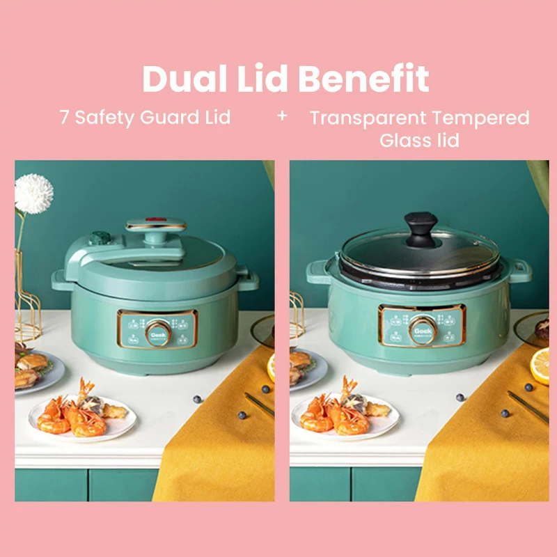 Okicook 2.8L Mini Household Multifunction Electric Pressure Cooker Non-Stick Coating Inner Pot Hot Pot