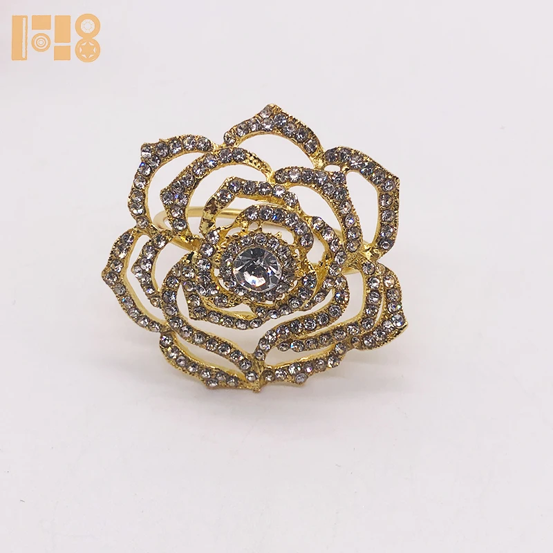 Flower Rhinestones Napkin Rings for Wedding Table Decoration Supplies