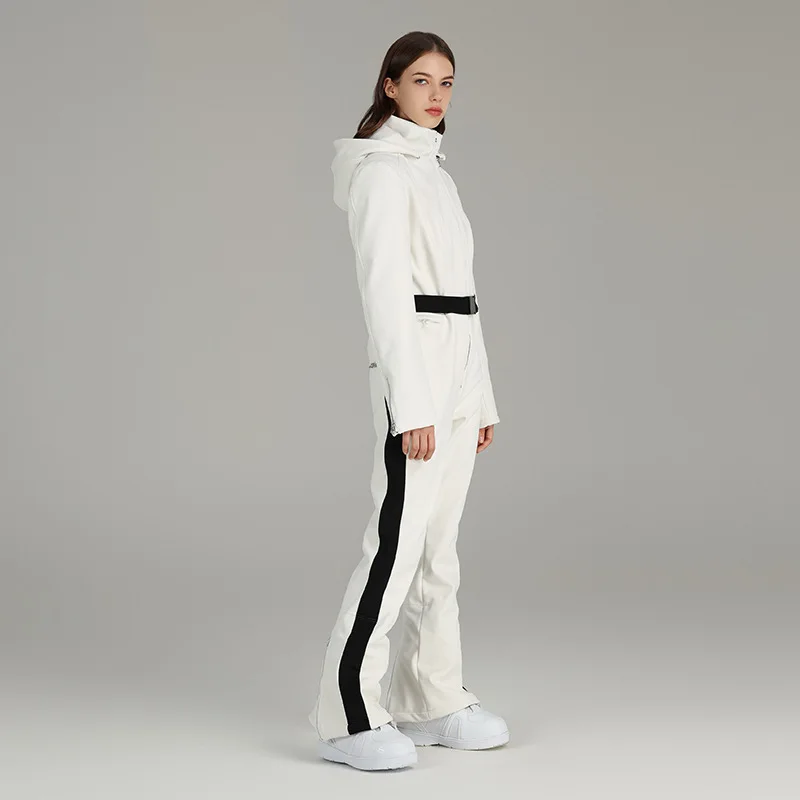Hot Selling Classical Color Fashionable Warm Hooded Fitted Ski Suit Durable Snowsuit One Piece Best Ski Clothes For Women