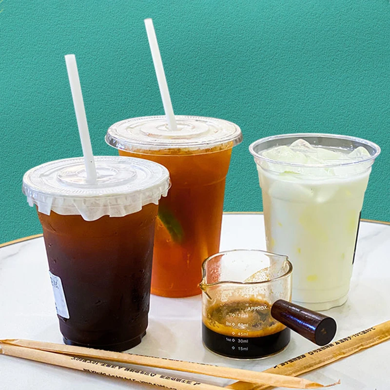 14oz 16oz 20oz 24oz Logo Custom Printed Clear PLA PET PP Drink Bubble Tea Disposable Plastic Cups Coffee Cup With Lids